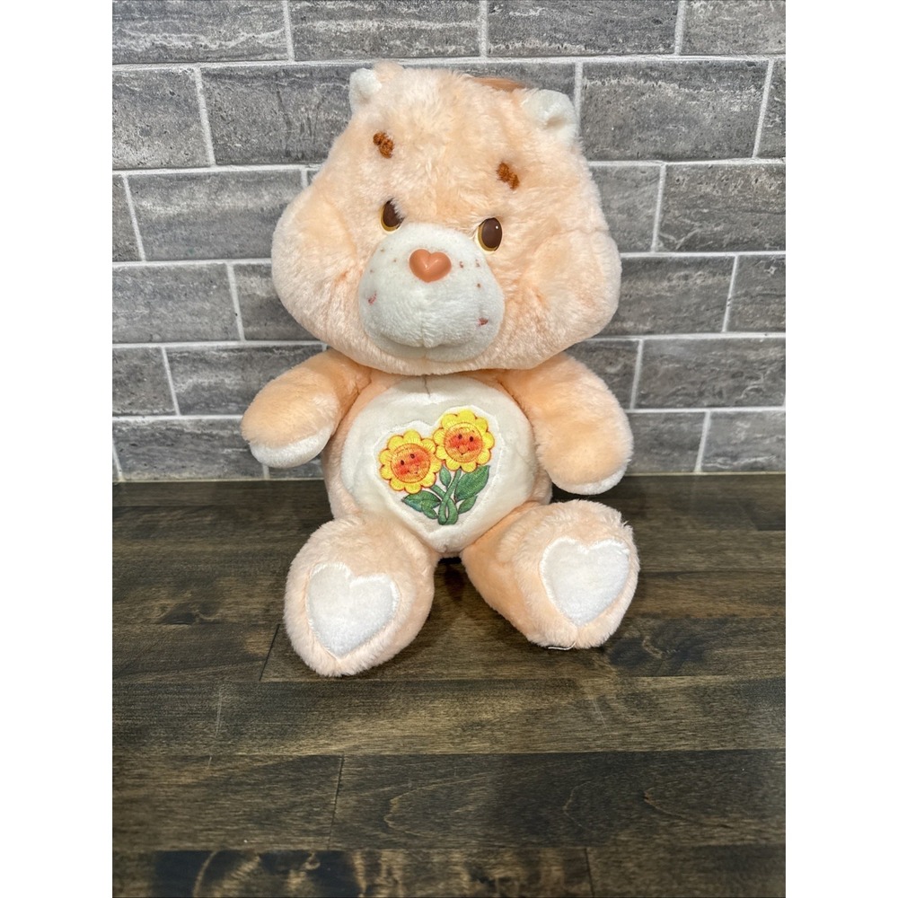 VTG Kenner Care Bear Friend Stuffed Plush Toy Peach Sun Flower Doll 13"‎ 1983